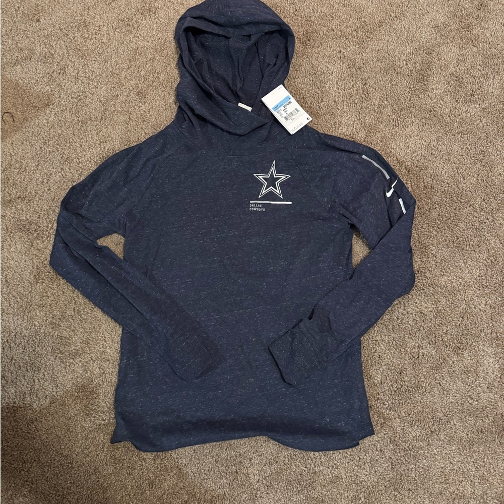 Dallas Cowboys Navy Blue Hooded Long Sleeve Shirt with Star Logo Womens Med.